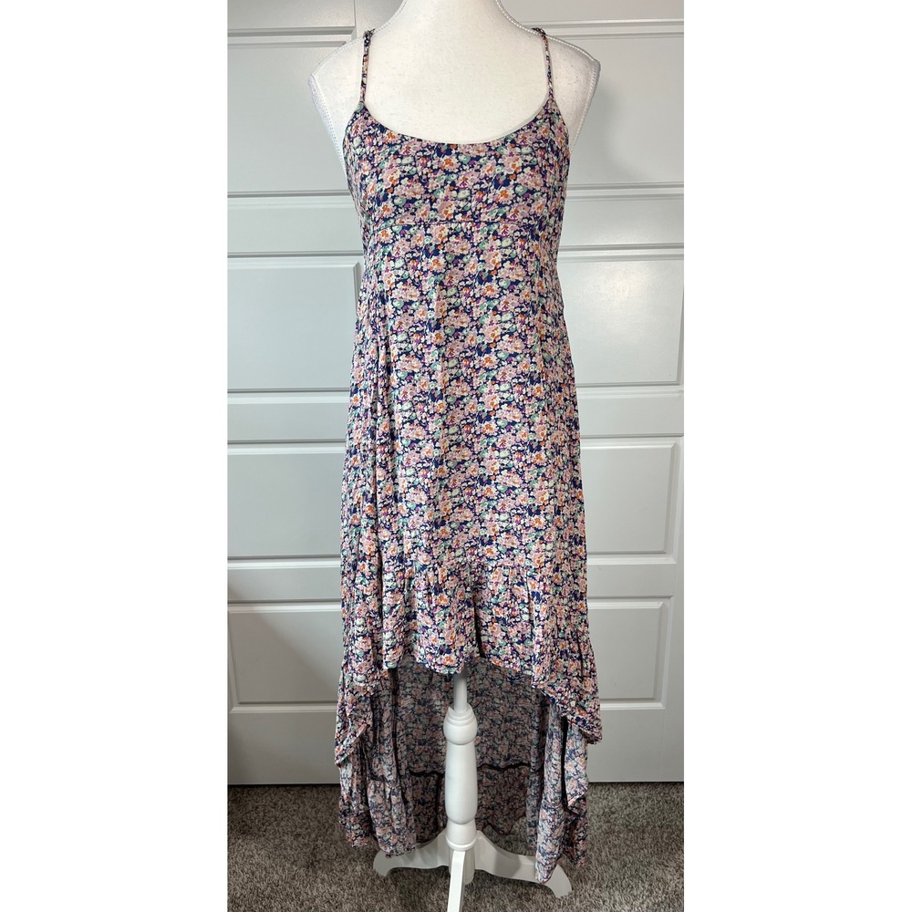 Lucca Couture Floral Print‎ Hi-Lo Maxi Dress Adjustable Straps Summer Womens